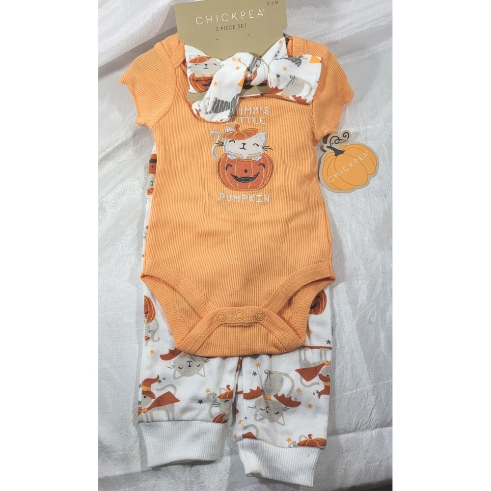 Chickpea 3pc Baby Set - Halloween Mommy's Little Pumpkin - Sz 3-6 Months